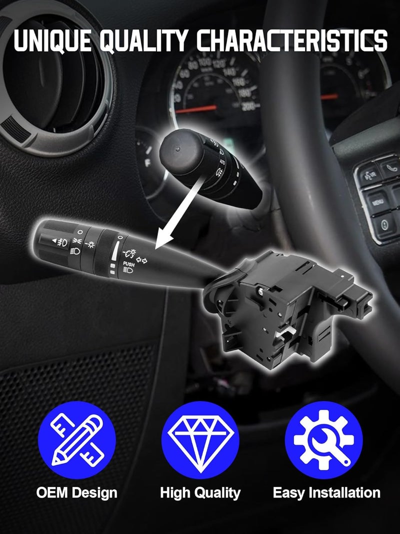 Reeauto Turn Signal Switch Compatible with JK MK KK XK WK- Replaces CBS1703 Wrangler Compass Patriot Multifunction Switch with Fog Light Headlight Dimmer - Image 5